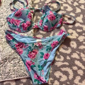 Floral Bikini Set with Pink Flowers